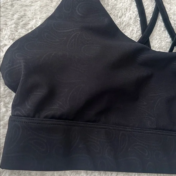 Zyia Activewear Light N Tight Black Paisley Strappy Padded Sports Bra Size XL - Picture 6 of 7